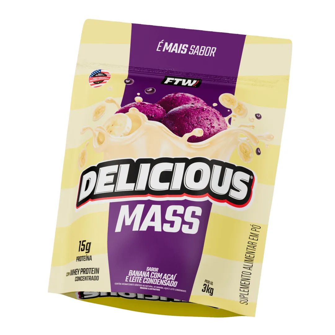 Hipercalórico Delicious MASS Banana Açaí 3kg - FTW