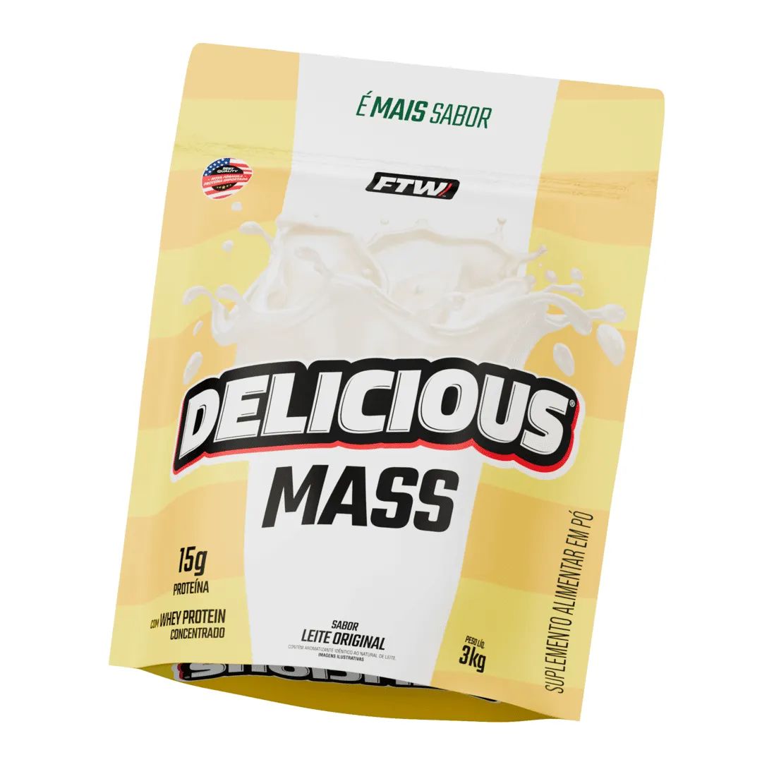 Hipercalórico Delicious MASS Leite Original 3kg - FTW
