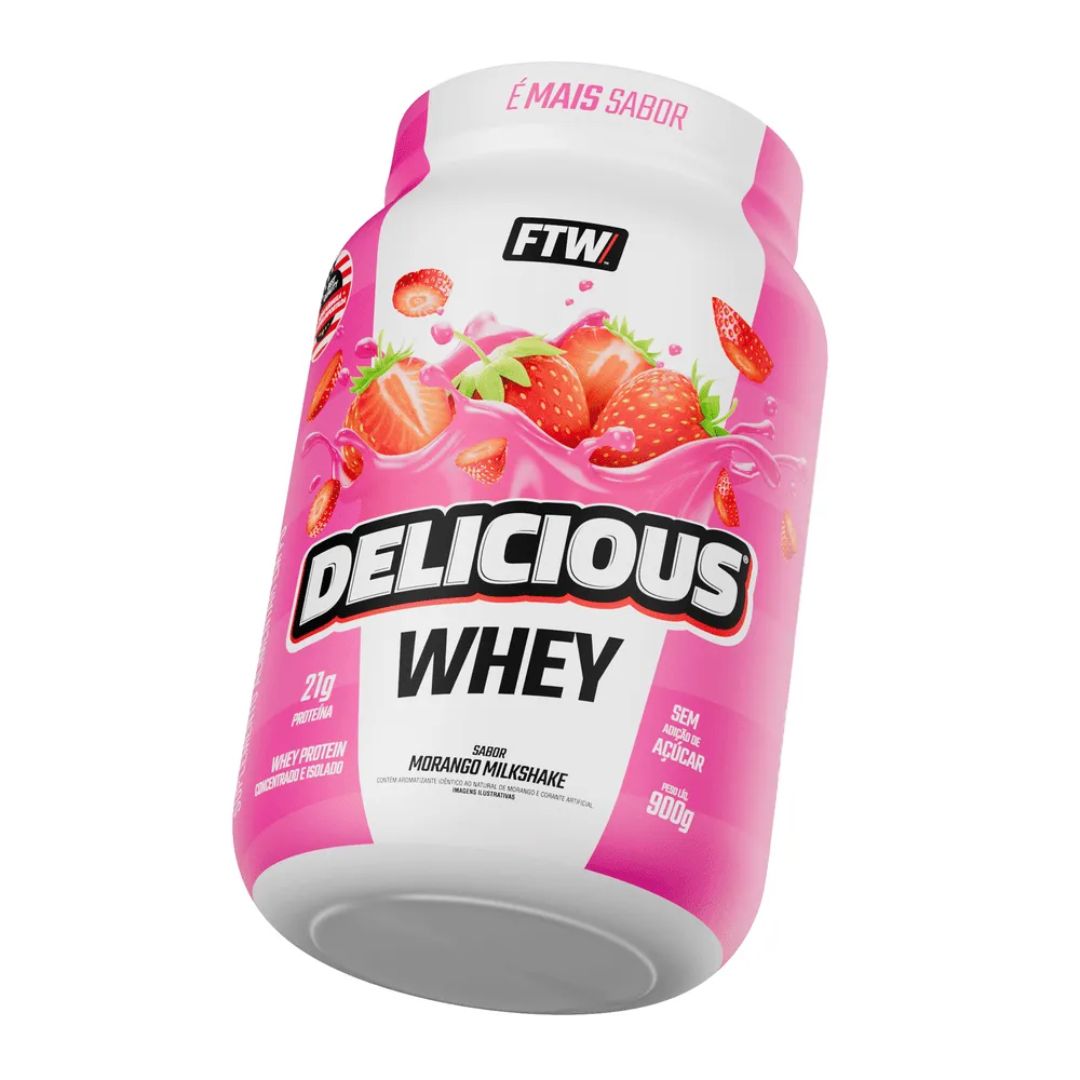 Whey Protein Delicious Morango Milk Shake 900g - FTW